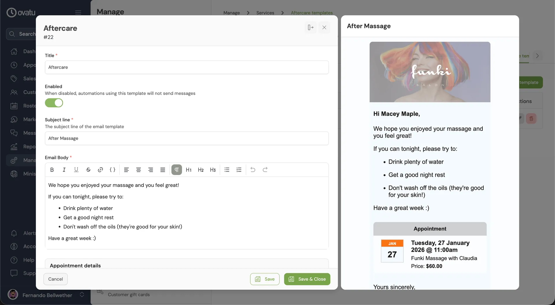 Purchasing a gift card on the Ovatu book.app minisite