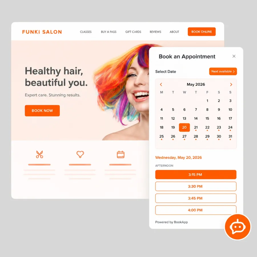 A Booking Beacon embedded on a salon website